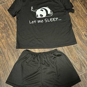 Black Panda 4pc Pajama Set